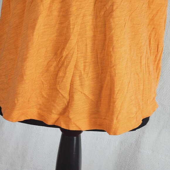 Loft Orange Cream V-Neck Cotton Short Sleeve Hi Low Classic Basic T-Shirt Size M - Picture 8 of 16